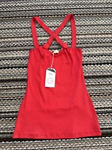 Eon Size Small Red Front Cross Strap Shirt NWT