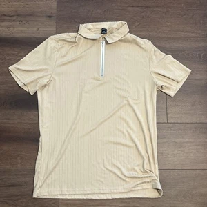 Shein Tan Beige 1/4 Zip Polo Short Sleeve Shirt Mens Size Small - Picture 1 of 4
