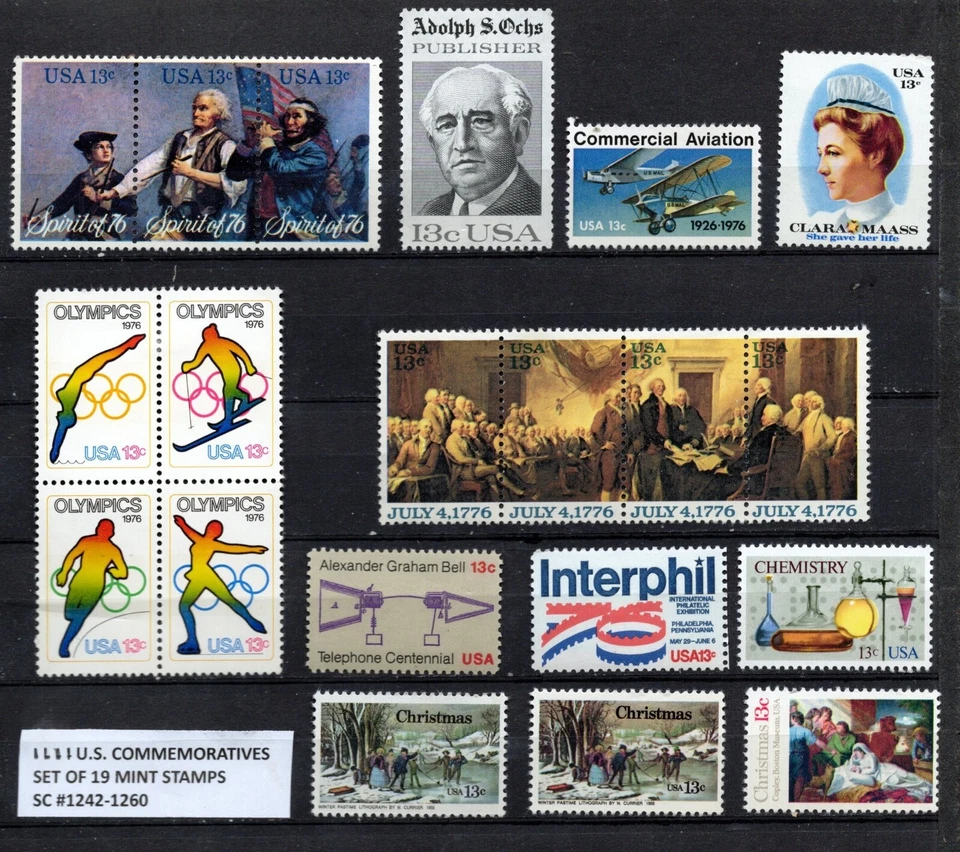 1976 YEAR SET OF MINT NH (MNH) U.S. POSTAGE STAMPS SC #1629 1703 - Image 1 of 1