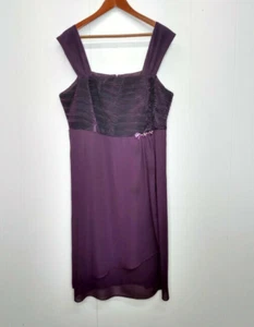 Le Bos WM Plus 18W Evening Dress Purple Sleeveless Faux Wrap - Picture 1 of 8