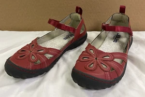 JBU Jambo Magnolia Comfort Classic Mary Jane Flats Women's Size 6.5M Red VGC - Picture 1 of 18