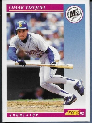 1992 SCORE OMAR VIZQUEL #162 MARINERS NM  - Image 1 of 2