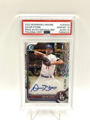 2022 Bowman Chrome 1st Gavin Stone Auto Speckle Ref /299 PSA 10 Gem Mint - Image 1 of 2