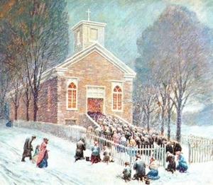 St. Francis de Sales Church Easter Morning Mass Museum Painting Vintage Postcard - Picture 1 of 3