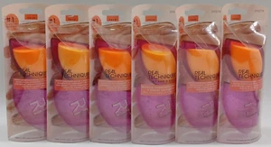 6PK Real Techniques Makeup Sponge W/ Purple Glitter Travel Case #01974 ~ NEW - Picture 1 of 2