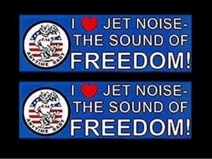 TWO (2)  I LOVE JET NOISE SOUND OF FREEDOM BUMPER STICKER F-14 TOMCAT PIN UP WOW - Picture 1 of 24