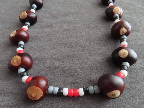 Ohio State Buckeyes Handmade Buckeye Necklace Football Helmet Themed REAL NUTS Cover