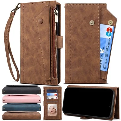 For Google Pixel 8 7 6 Pro 7A 6A Magnetic Leather Zipper Wallet Phone Case Cover - Image 1 of 4