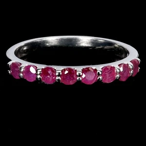 Summer 925 Silver Ring Round Ruby 3mm Natural Gemstone Jewelry Size 8 - Picture 1 of 13