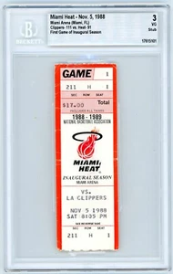 1988 NBA MIAMI HEAT 1° PRIMO GIOCO INAUGURALE BGS 3 BIGLIETTI STUB RARO VINTAGE - Foto 1 di 2