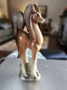 Vtg Wales of Japan Variegated Brown Greek Horse Ceramic Sculpture Statue - Picture 1 of 3