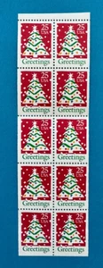 US Stamps, Scott #2516 Christmas: Greetings 25c 1990 booklet pane of 10. - Picture 1 of 4