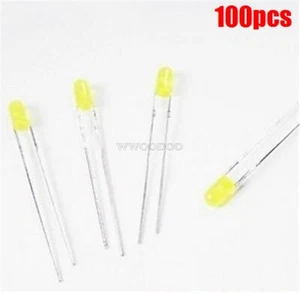 100 sztuk rozproszonej diody LED 3 MM żółty kolor żółty światło super jasne ks - Zdjęcie 1 z 2