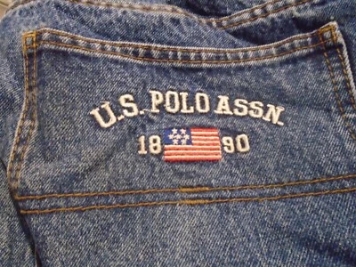 Pantalones de mezclilla vintage de Estados Unidos Polo Assn para hombre 31x32 azul carpintero bordado años 90 Y2K patinador Foto 1 de 4