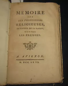 1767 Memoir sur les Professions Religieuses Dissertation sur les Voeux des Juifs - Foto 1 di 10