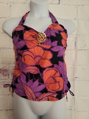 Traje de baño Jaclyn Smith Tankini Top talla 12 multicolor floral halter corbata medallón Foto 1 de 4