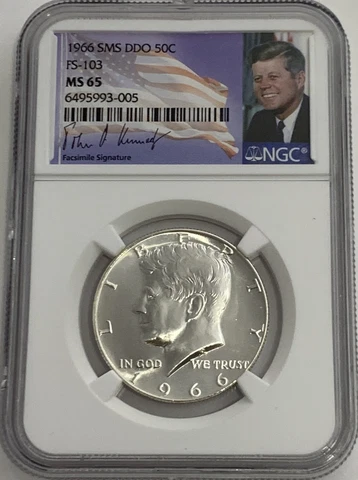 1966 SMS DDO FS-103 NGC MS65 KENNEDY HALF DOLLAR 50C SPECIAL MINT SET PORT LBL Cover