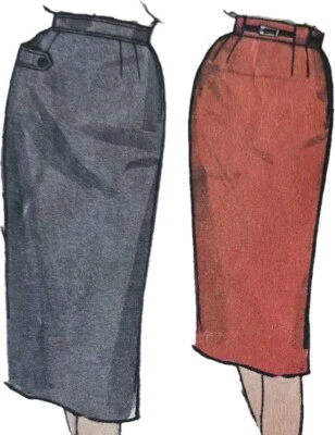 1960s Midi Pencil Skirt Button Tab Belt Loops Simplicity 4529 Sewing Pattern - Image 1 of 3
