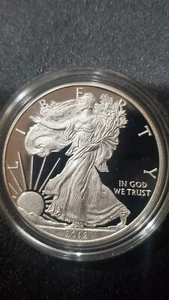 2012-W American Silver Eagle Dollar Proof Ultra Cameo Blast White  - Picture 1 of 2