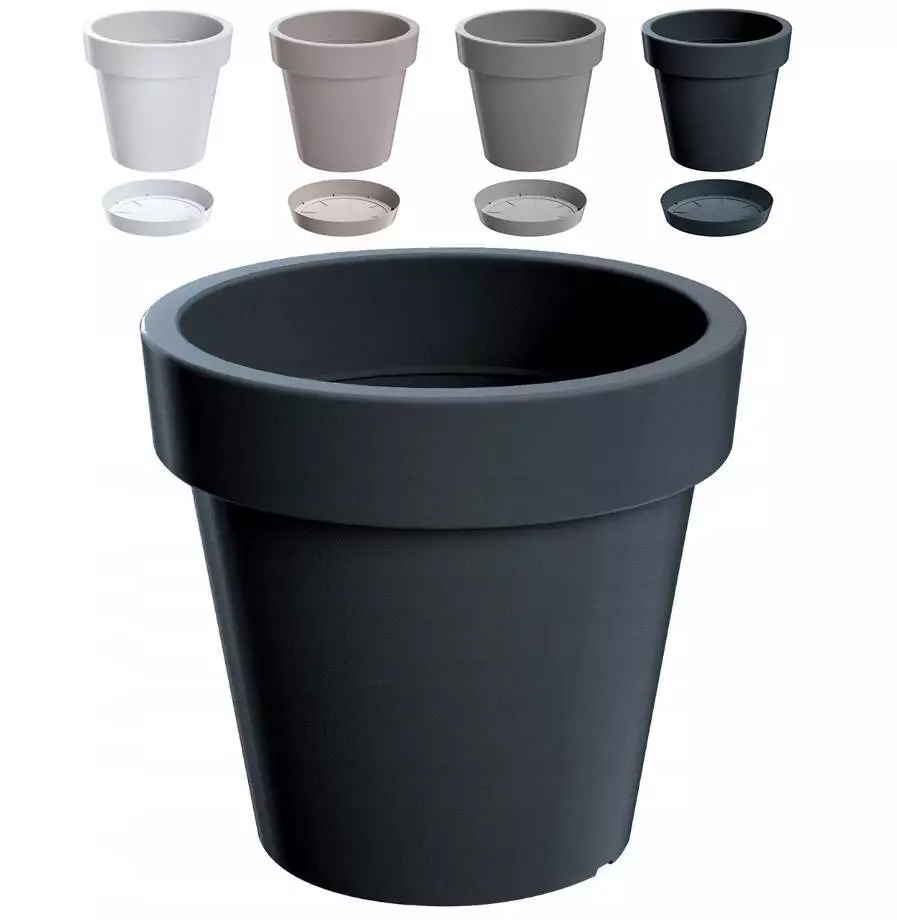 Blumentopf Blumenkübel mit Untersetzer Rund Pflanzkübel Übertopf Größen & Farben - Bild 1 von 1