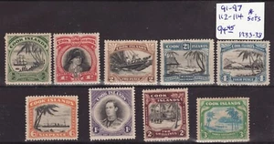 1933-38 Cook Islands Sc #91-94 + #112-14 - Cultural Pictorials MH Cv$94.95 - Picture 1 of 1