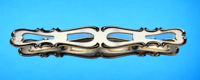 NEW 2 VTG Hyer Colonial Brass & White Color Drawer Pull & Back Plate 6-1/2" USA - Image 1 of 4