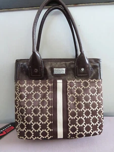 Tommy Hilfiger tote bag Brown monogrammed ex cond. Leather trim - Picture 1 of 6