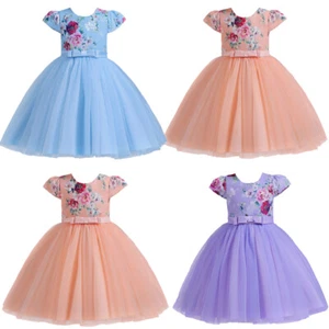 Fancy Kids Girls Princess Tutu Dress Birthday Bridesmaid Christmas Wedding Gown - Picture 1 of 31