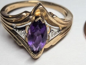 ANILLO AMATISTA ORO AMARILLO 10K VINTAGE TALLA 7 SELLO FIRMADO 10K SR - Imagen 1 de 16