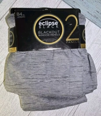 NEW Eclipse Black Out Reduce Noise Grommet Grey/Black 37x84 Each Panel Set Of 2  - Image 1 of 4