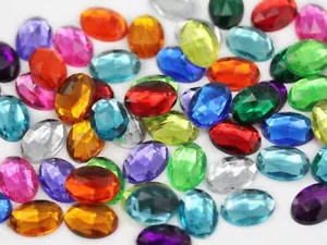 8x6 mm verschiedene Farben flache Rückseite Acryl ovale Edelsteine - 300 Stück - Bild 1 von 4