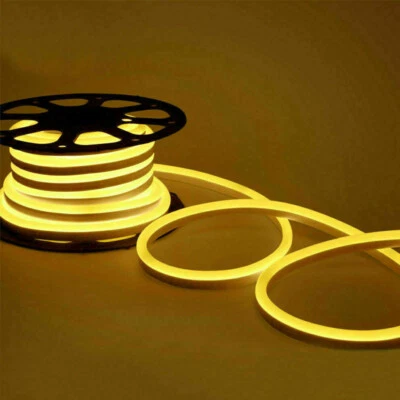 220V Yellow LED Flex Neon Rope Light Party Bar Garden DIY Signs Decor Outdoor  - Image 1 of 4
