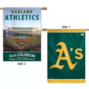 OAKLAND ATHLETICS A'S STADIUM 2 SIDED HOUSE FLAG 28"X40" VERTICAL BANNER MLB - Picture 1 of 1