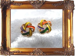 OHRRINGE~OHRSTECKER BLUME BLÜTE ~lila gelb orange grün~ gold ~ SOMMERFARBEN - Bild 1 von 2