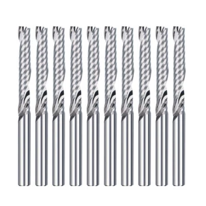 10Pcs O Flute (Single Flute) End Mill Set 1/8" Shank Spiral Upcut CNC Router Bit - Picture 1 of 7