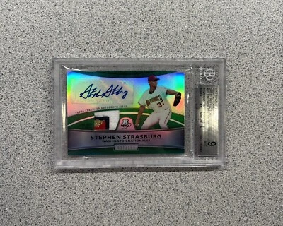 Bowman Platinum Stephen Strasburg 2010 refractor verde parche de novato automático/199 Foto 1 de 2