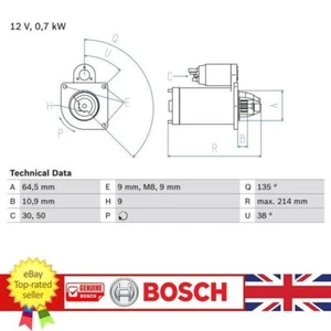 Starter For Fiat BRAVA BRAVO CINQUECENTO MAREA PALIO PUNTO 46518059, 0986017030 - Picture 1 of 2