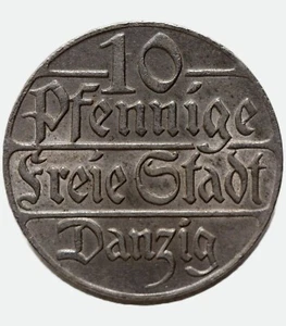 UNC Free City of Danzig Poland Germany coin – 10 Pfennig, 1923 - Picture 1 of 3