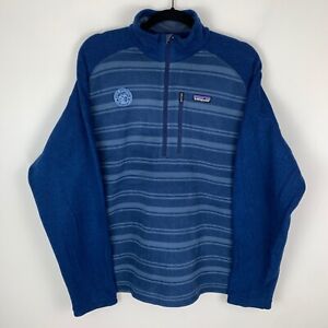 PATAGONIA Branded Blue Stripe Better Sweater 1/4 Zip Fleece Jacket Men's Size XL