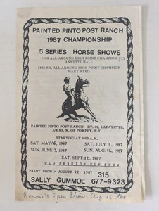 Programma Spettacoli di Cavalli Pinto Post Ranch Dipinto 1987 Pompeo, NY - Foto 1 di 3