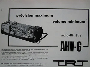 4/1970 PUB TRT RADIOALTIMETER RADIOALTIMETER AHV-6 JAGUAR ORIGINAL FRANZÖSISCHE ANZEIGE - Bild 1 von 1