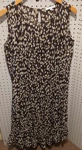 Sandra Darren Dress Size 14 Brown Sleeveless Pleated Sheath - Picture 1 of 3