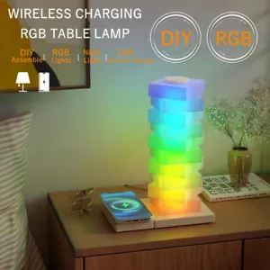 LED Night Light with 15W Wireless Charger RGB Touch Control Bedside Table Lights - Picture 1 of 13