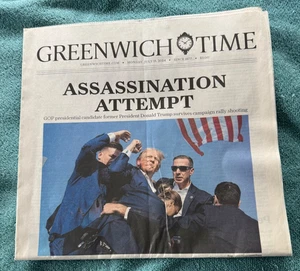 Donald Trump Assassination Attempt Greenwich Time July 15th 2024 Newspaper - Picture 1 of 5