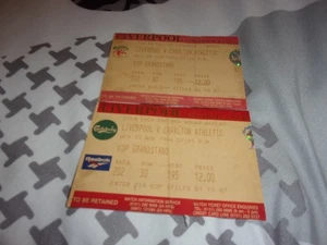 2 X LIVERPOOL V CHARLTON ATHLETIC USED TICKET FA CUP /LEAGUE CUP 1996 - Picture 1 of 1