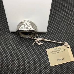JOHN HARDY Men's Sterling Silver Classic Chain Reticulated Tiga Signet Ring 10 - Picture 1 of 5