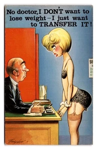 De colección Bamforth Cómic Postal Lencería Rubia Transferencia de Peso Humor - Imagen 1 de 2