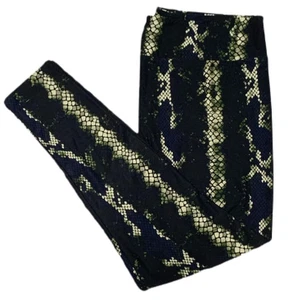 Leggings OS LuLaRoe ~ PATRÓN DE PIEL DE SERPIENTE NEGRO AZUL MARINO VERDE ~ Tallas 2-10; TALLA ÚNICA - Imagen 1 de 3