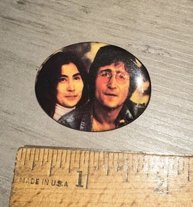 John Lennon Yoko Ono Vintage 1970s Pinback Button 2 in Oval Record Promoter Item - Bild 1 von 5