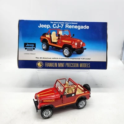 Franklin Mint Jeep Красный CJ-7 Renegade 1:24 Литой Редкий Трудно найти Коллекционеры БЕЗ НАЗВАНИЯ  - Изображение 1 из 4